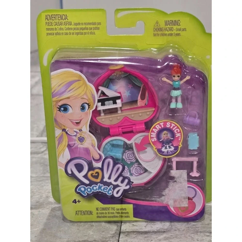 Set of 2 New Polly Pocket‎ Snow Cabin Sledding and Dance Recital Ballet Compacts